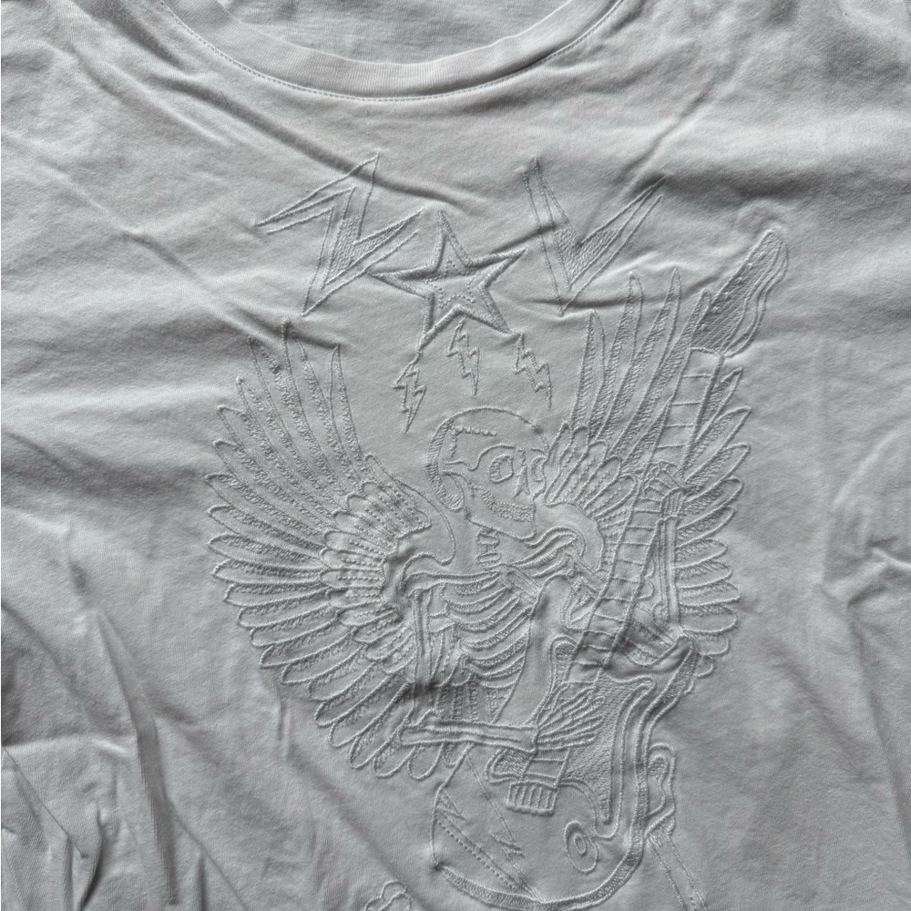 Zadig & Voltaire White Short Sleeve Tee with Textural Design